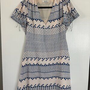 Madewell White & Blue Mini Dress (Size 4)